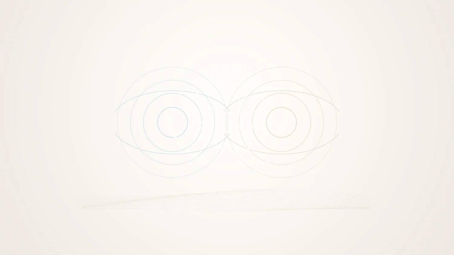 Ilustração abstrata de dois círculos de luz que se sobrepõem, representando o blended vision