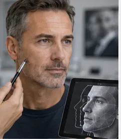 Planejamento Facial Masculino — quadro ilustrativo de soluções